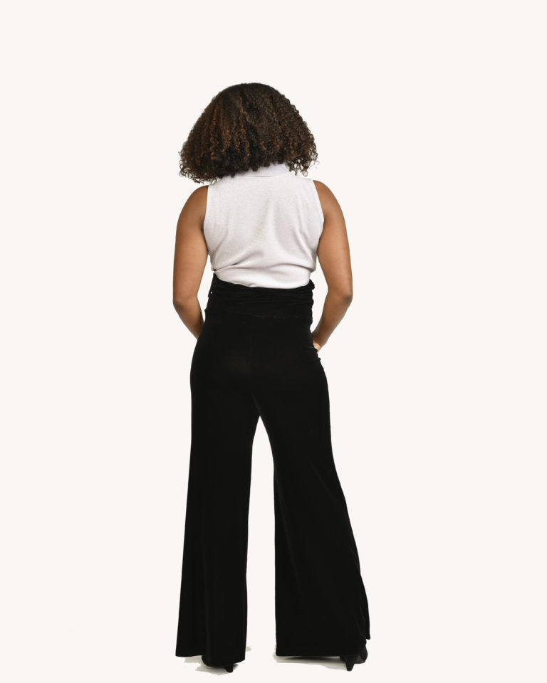 High Rise Black Velvet Pant-Medium - Image 4