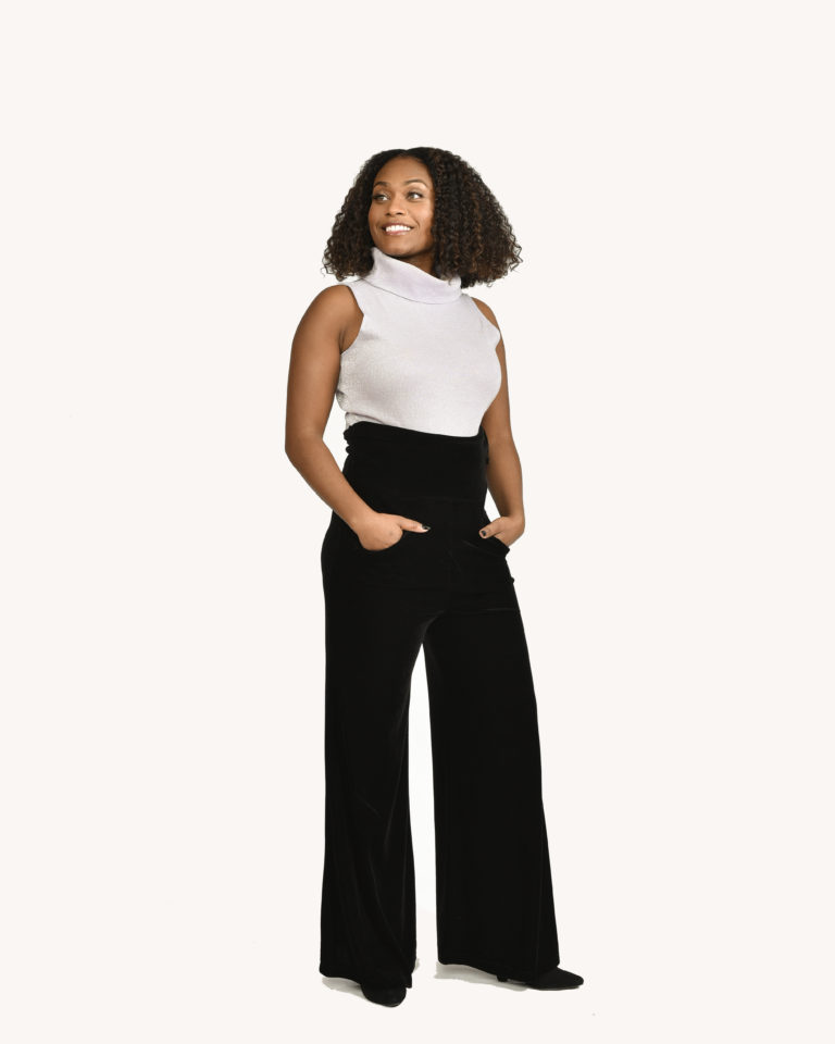 High Rise Black Velvet Pant-Medium - Image 3