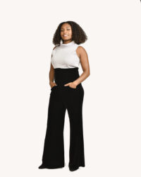 High Rise Black Velvet Pant-Medium