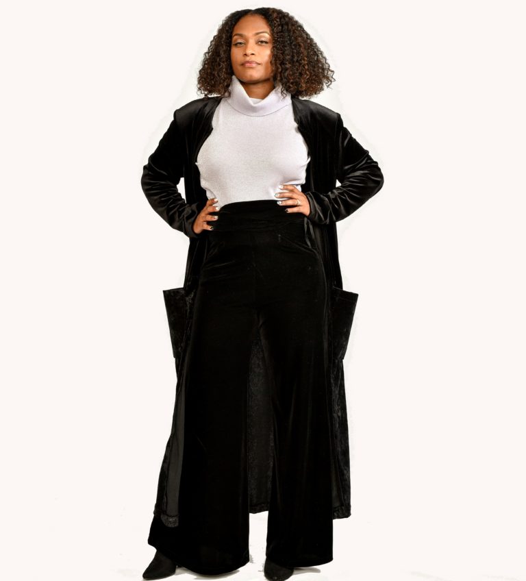 High Rise Black Velvet Pant-Medium - Image 5