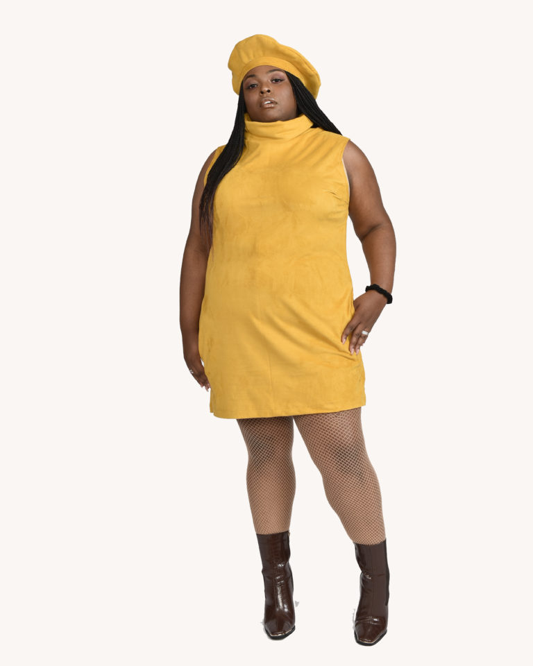 Faux Suede Sleeveless Turtleneck Mini- Extra Large - Image 4