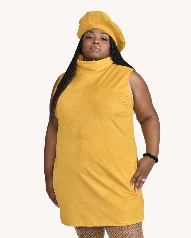 Faux Suede Sleeveless Turtleneck Mini- Extra Large - Image 3