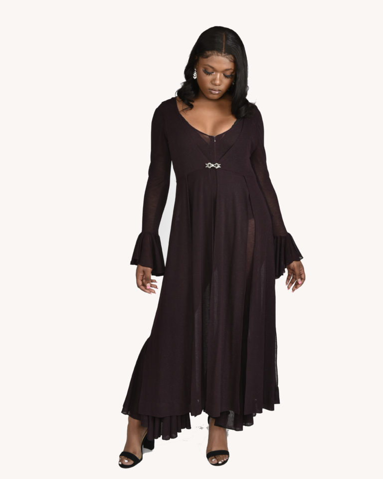 Eggplant Bell Bottom Jumpsuit w/Detachable Duster Vest - Image 8