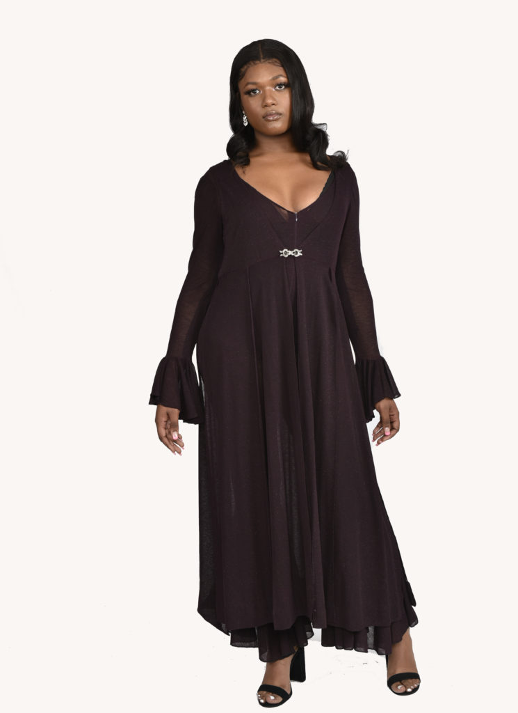 Eggplant Bell Bottom Jumpsuit w/Detachable Duster Vest - Image 6