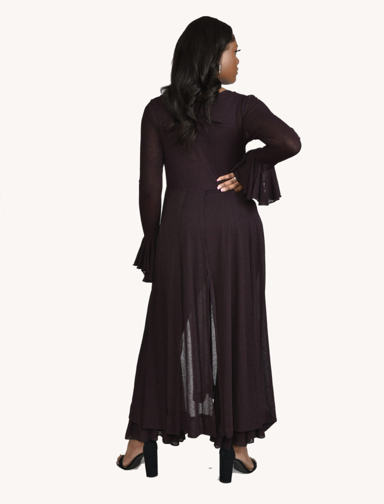 Eggplant Bell Bottom Jumpsuit w/Detachable Duster Vest - Image 4