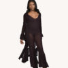 Eggplant Bell Bottom Jumpsuit w/Detachable Duster Vest - Image 2